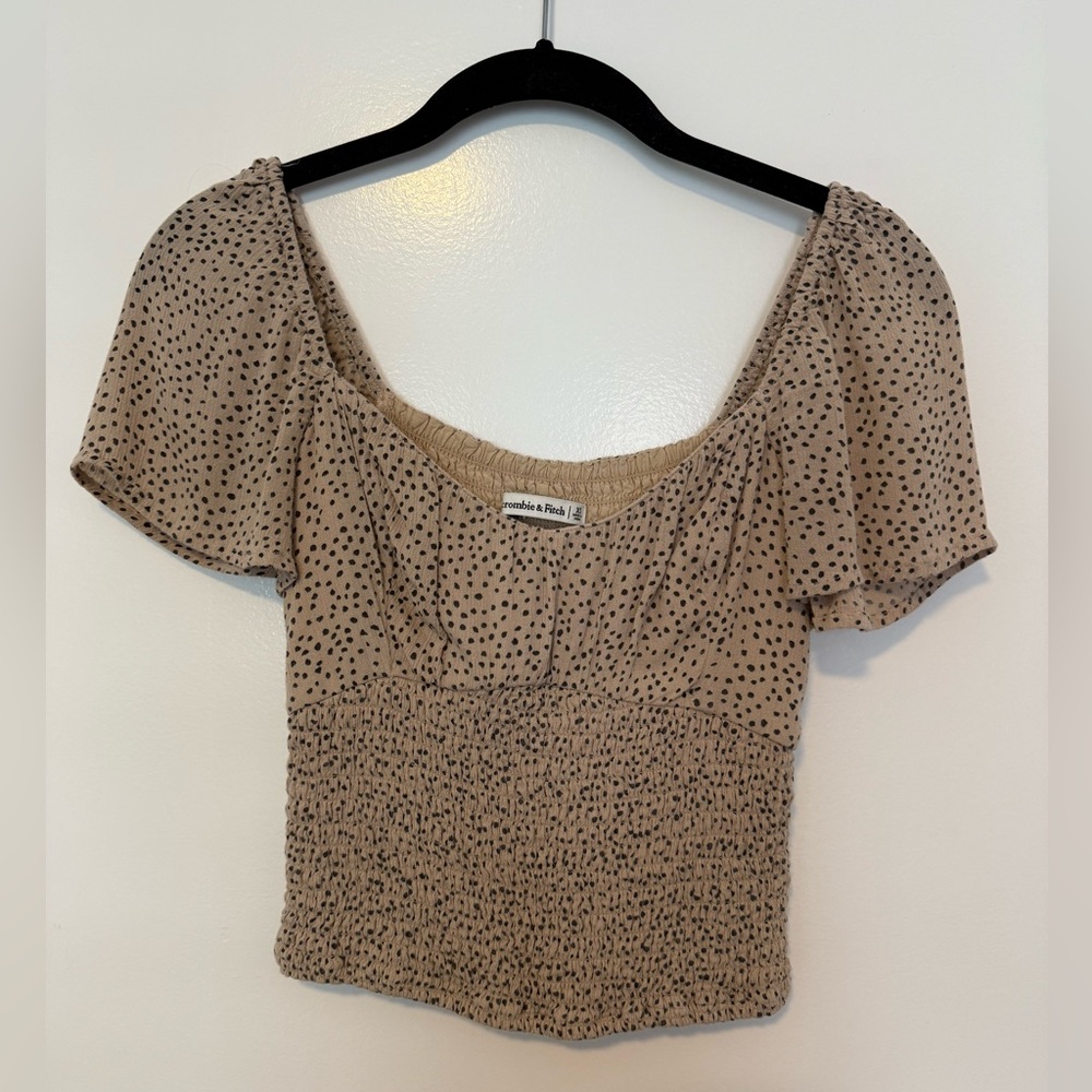 Abercrombie & Fitch Women's Tan leopard Dot Blouse